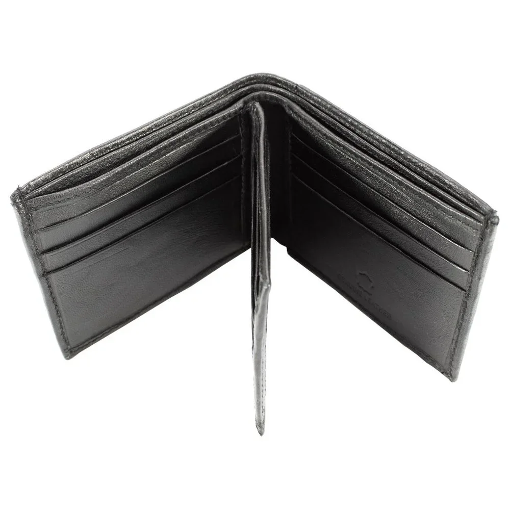 Men Lambskin Leather Wallet ID Card Organizer Black Bifold Stylish Wallet